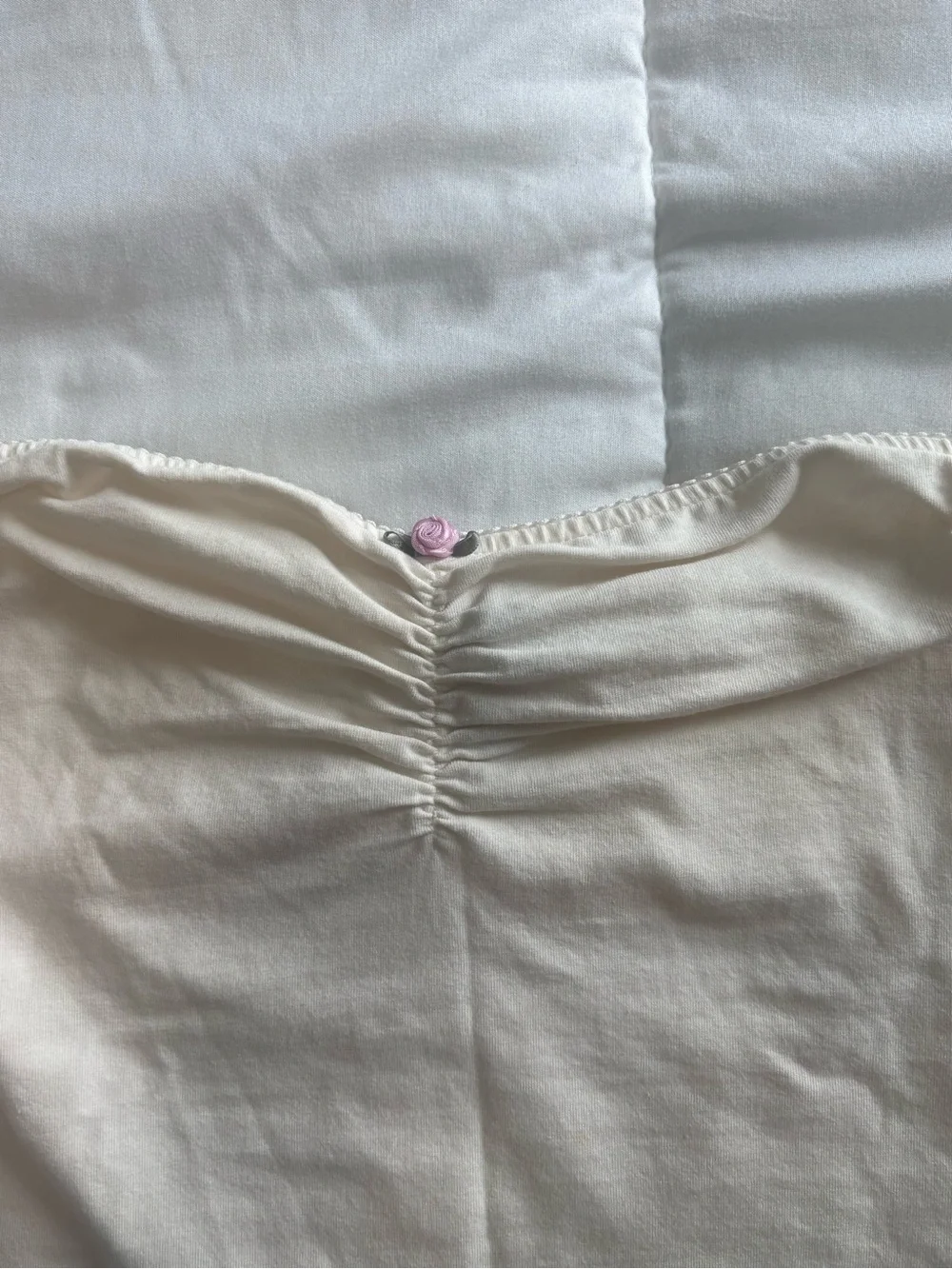 H&M Cream Strapless Ruched Tube Top